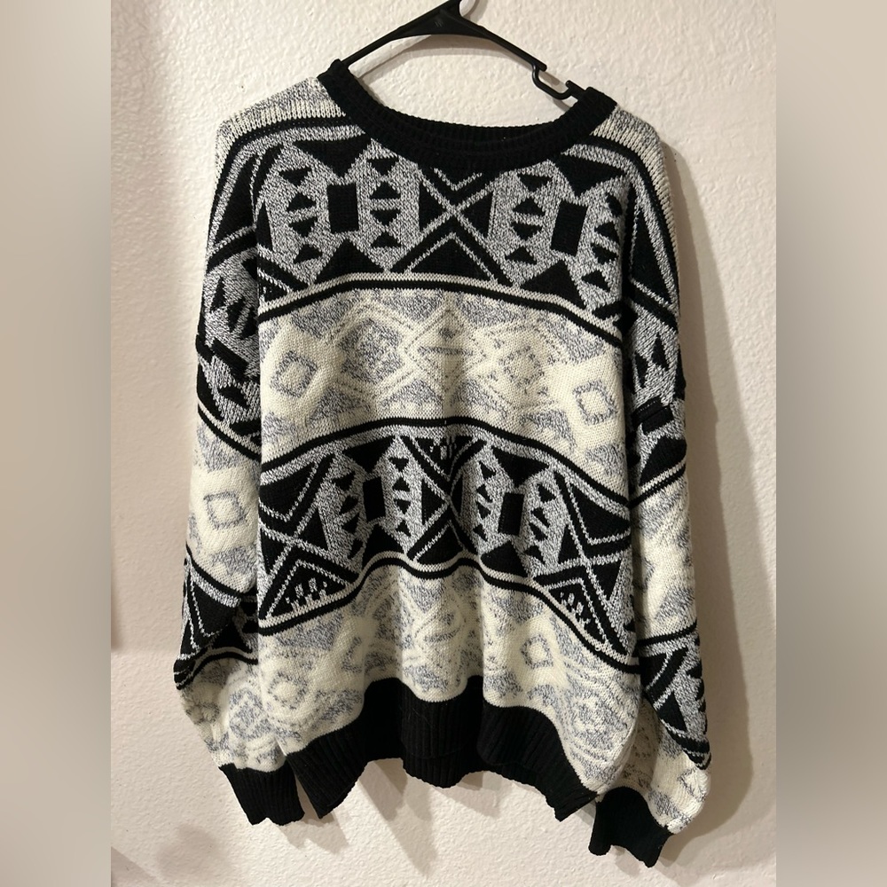 VTG Expressions Sweater Mens Large Multicolor Geometric Acrylic 80s 90s